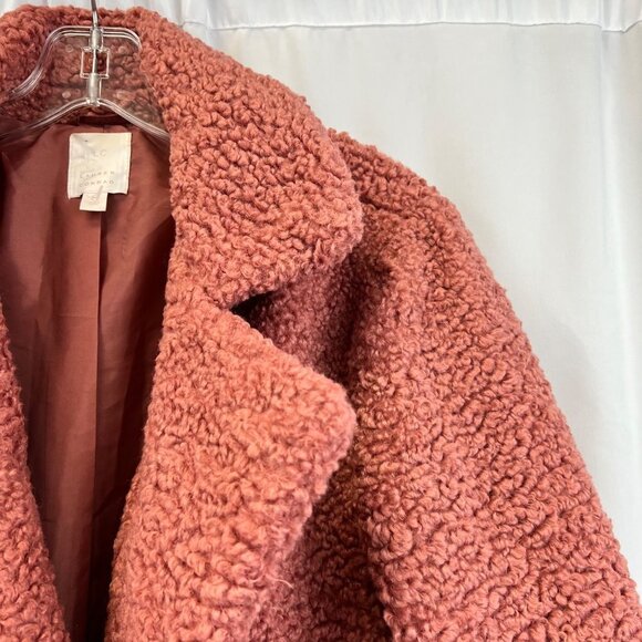 LC Lauren Conrad Shabby Teddy Pea Coat Rose Double Breasted Size Medium - Picture 9 of 9